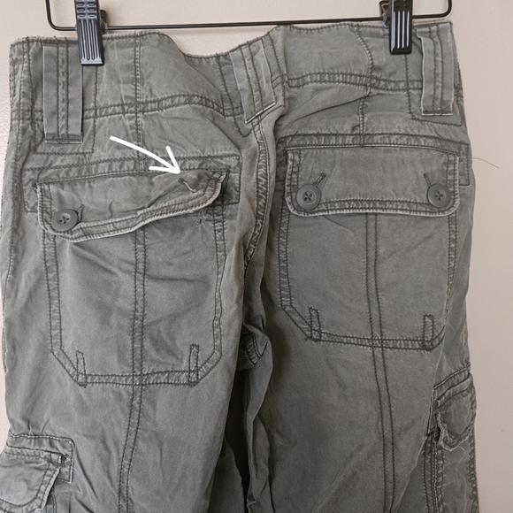 Vtg American Eagle Y2K Cargo Pants 2 Olive Green Utility Low Rise Streetwear - Picture 8 of 16